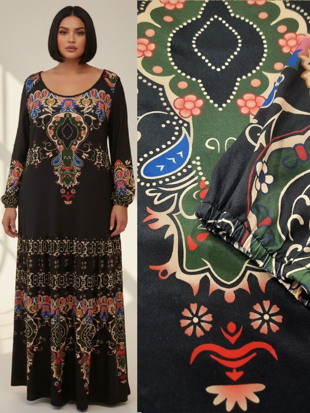 Long sleeve boho maxi dress - Noracora brand - NWT